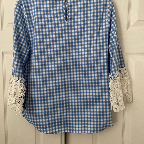 Blue Lace Sleeve Top Liz Claiborne - Picture 5 of 5